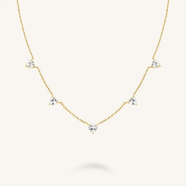 Rosefield Row Hearts Necklace halskjede gull, justerbart