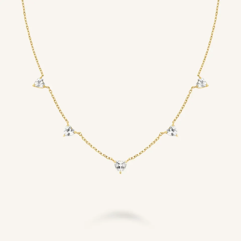 Rosefield Row Hearts Necklace halskjede gull, justerbart