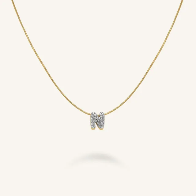 Rosefield Crystal Letter N Necklace halskjede N gull 42–46 cm