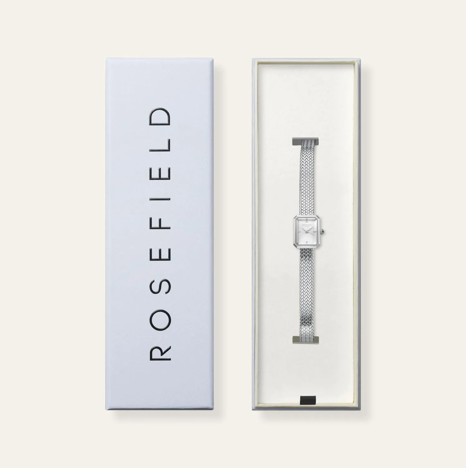 Rosefield Mini Octagon Silver klokke sølv 15 x 18,5 mm