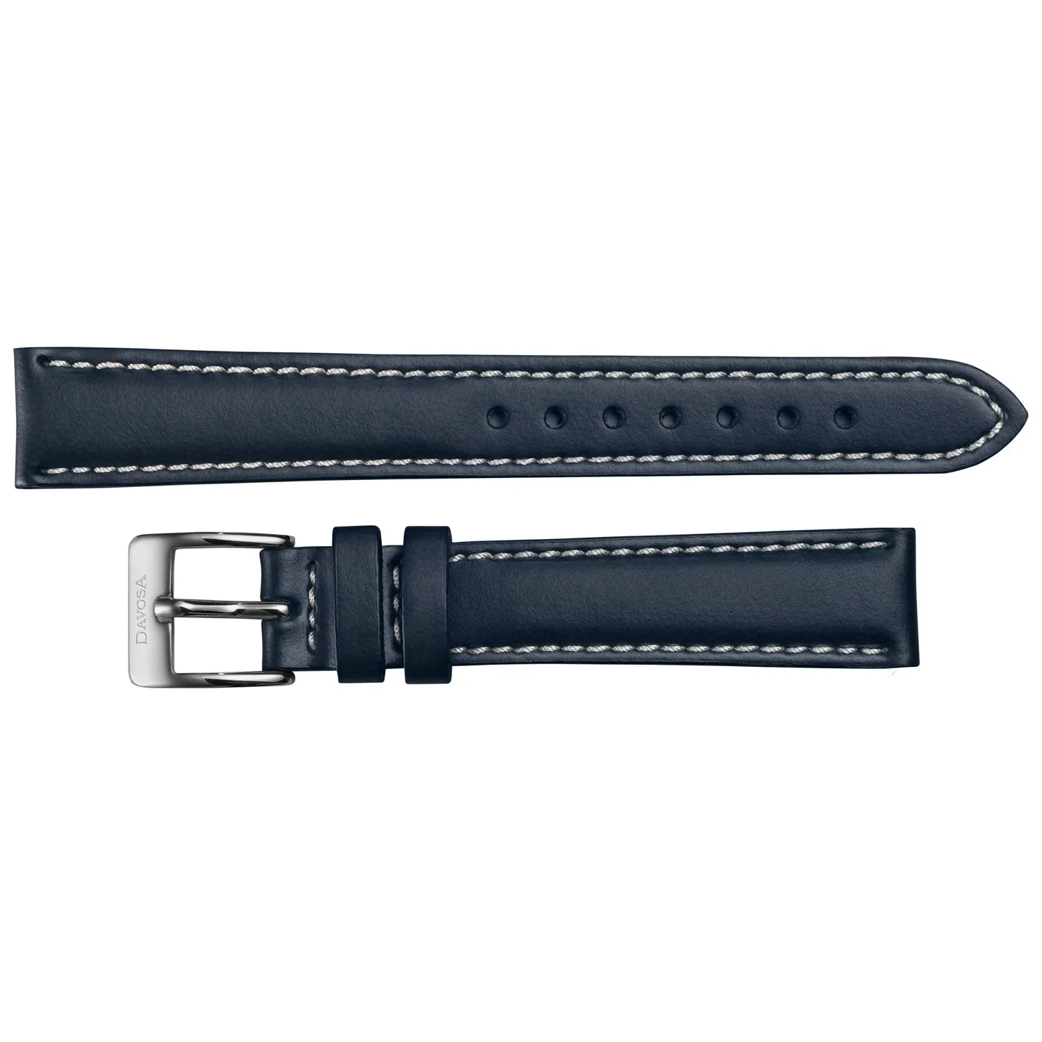 DAVOSA Vegan Leather blå lærreim 20/16 mm med hvite sømmer