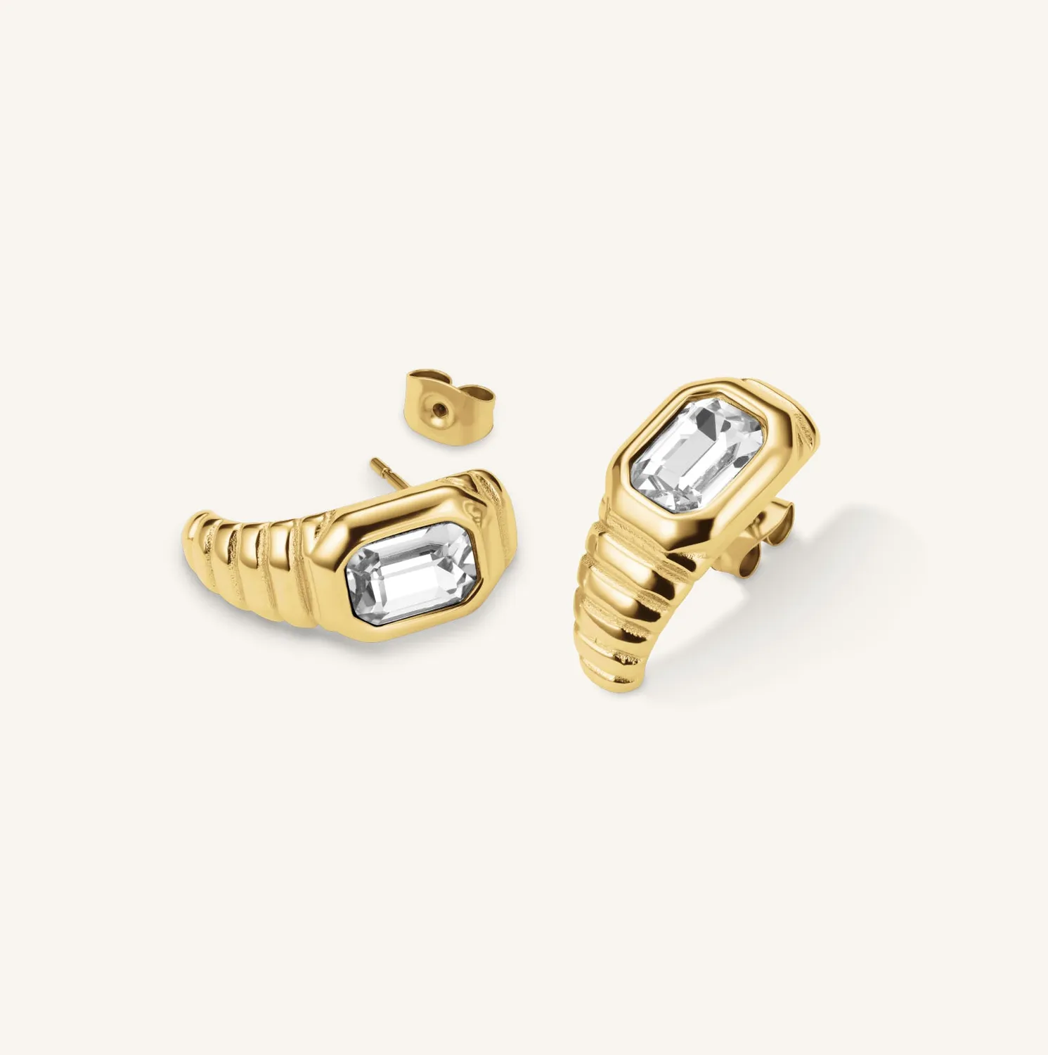Rosefield Essentials Octagon Ridged Studs ørestikker gull