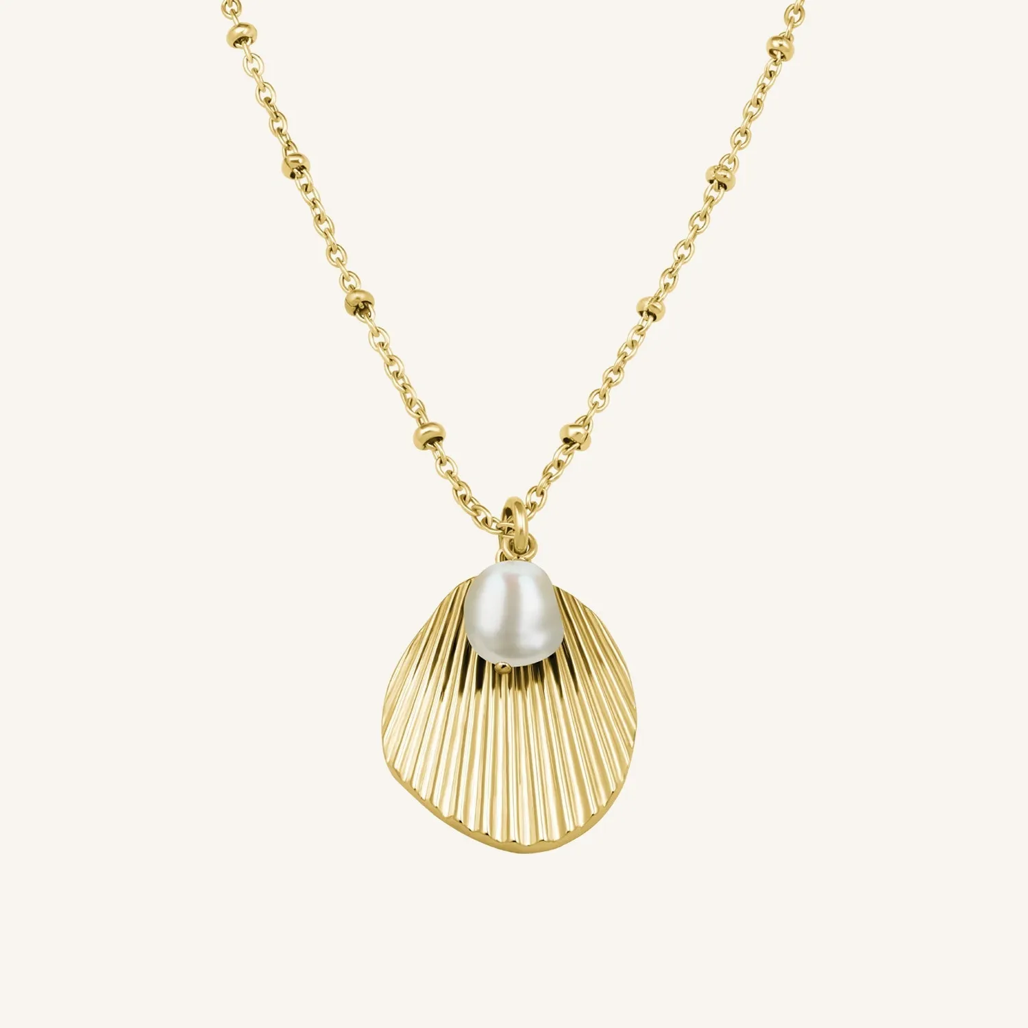 Rosefield Shell and Pearl Necklace halskjede gull 40–45 cm
