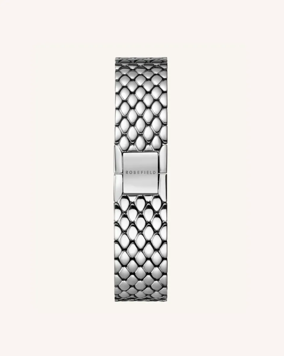 Rosefield The Oval Silver Steel Strap klokkerem sølv stål 14 mm