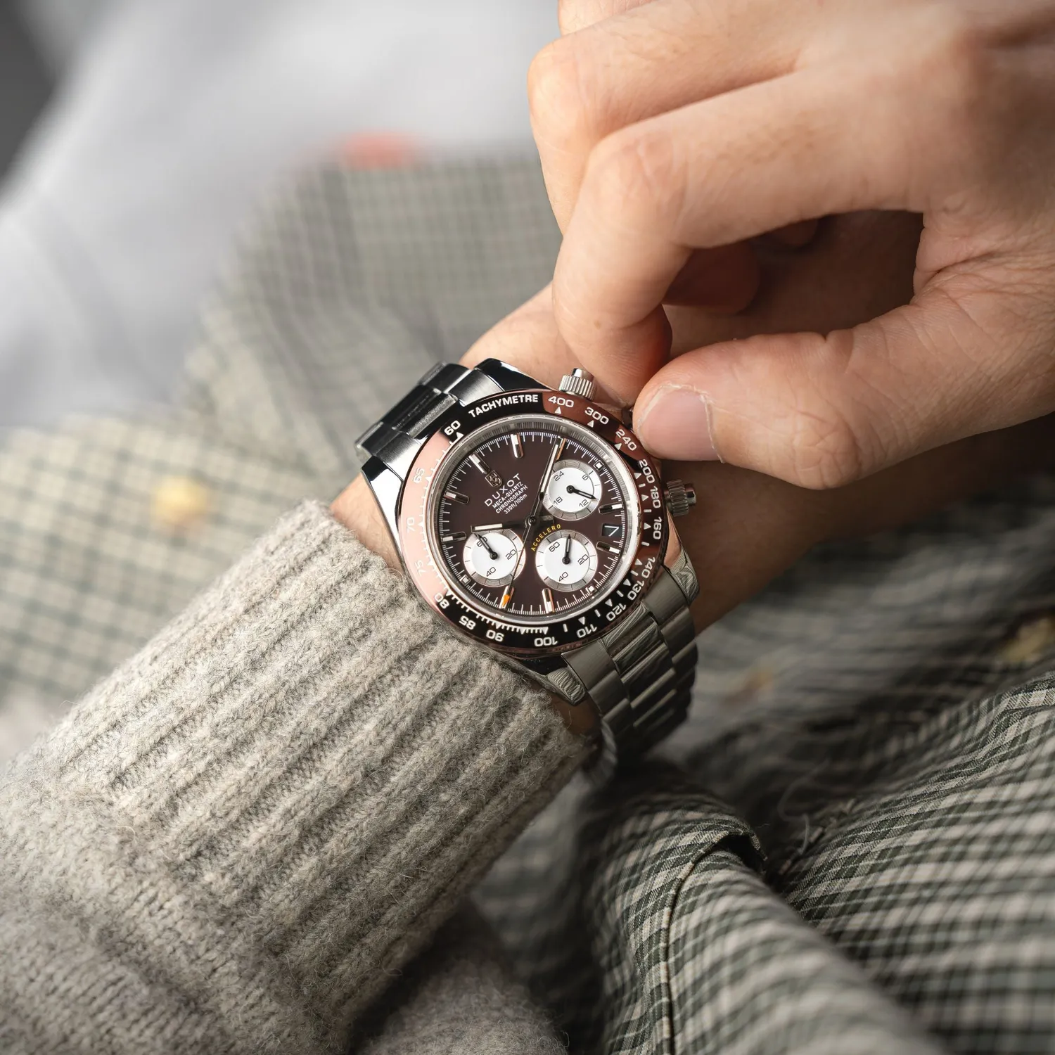 Duxot Accelero Chronograph klokke Cacao Brown 40 mm