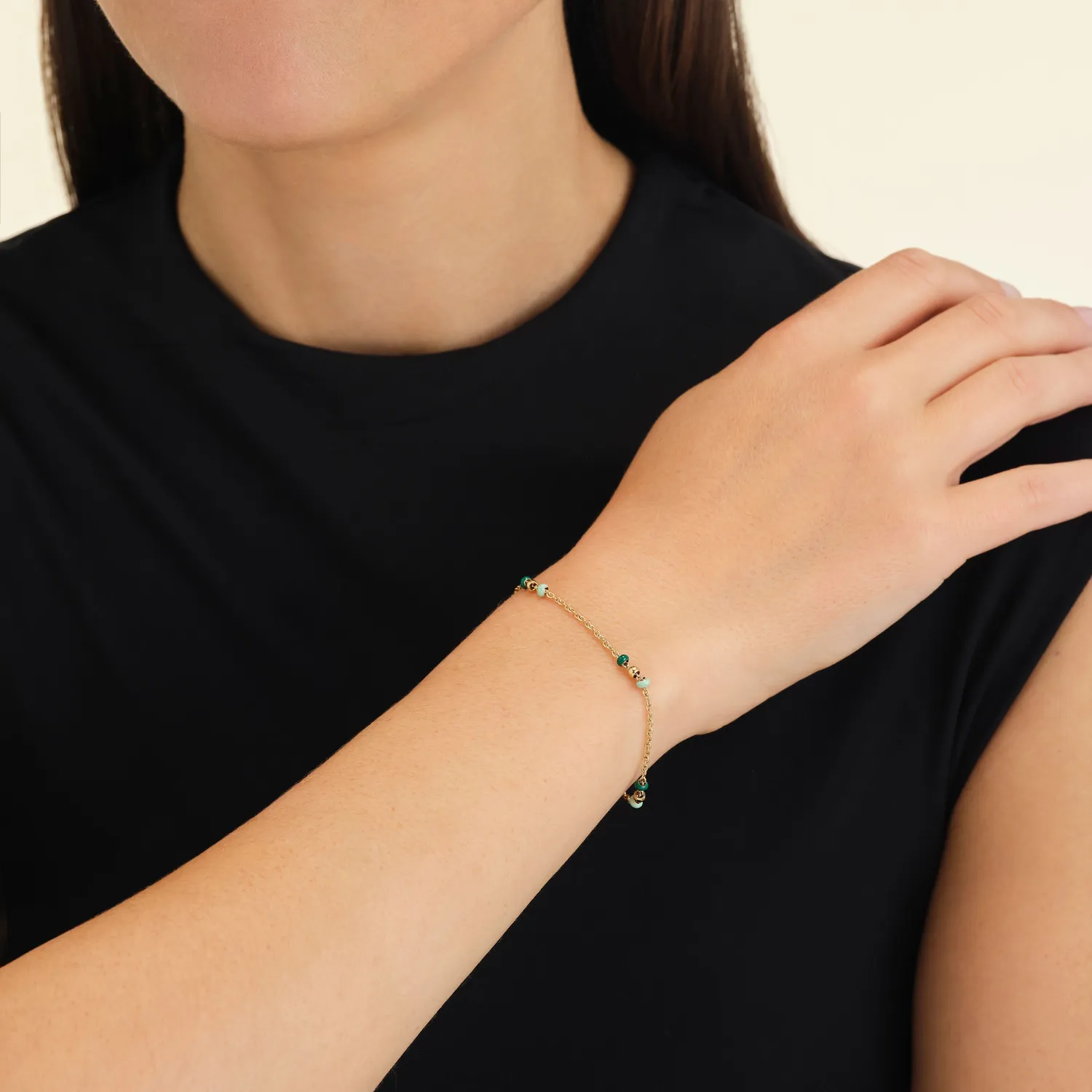 Rosefield Essentials Emerald Dotted Bracelet armbånd grønn emalje