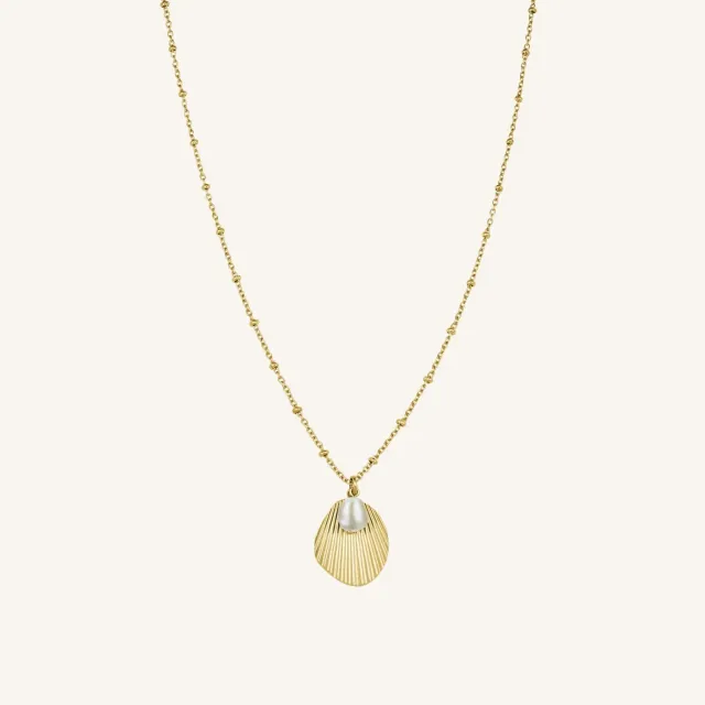 Rosefield Shell and Pearl Necklace halskjede gull 40–45 cm