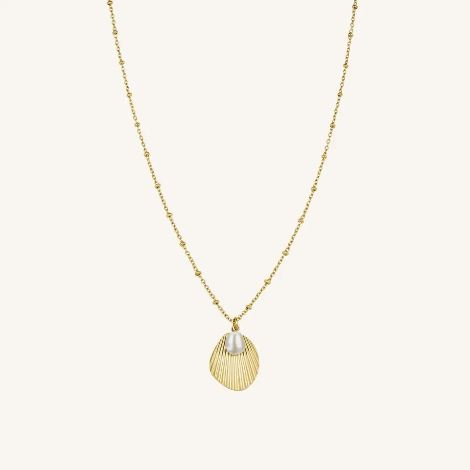 Rosefield Shell and Pearl Necklace halskjede gull 40–45 cm