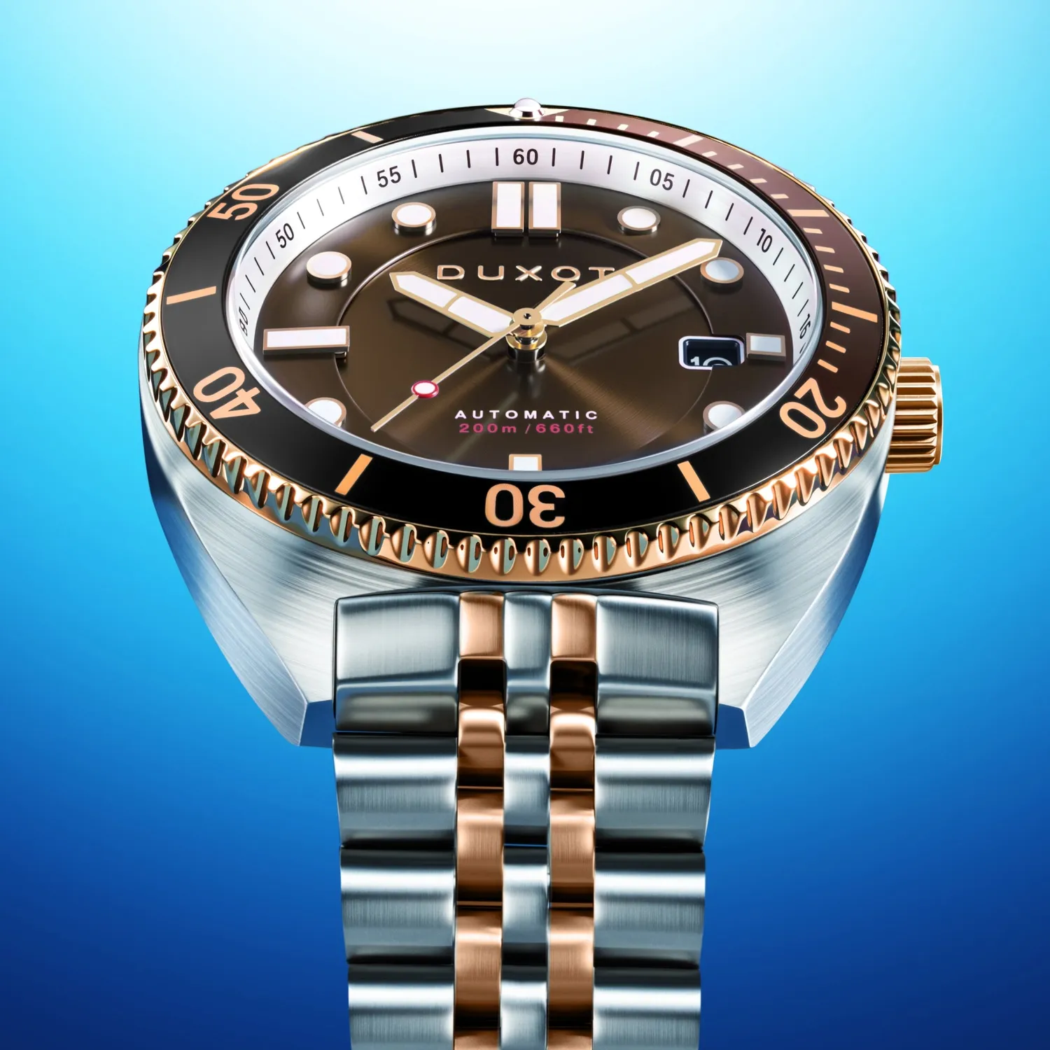 Duxot Tortuga automatisk dykkerklokke Brown 200 m