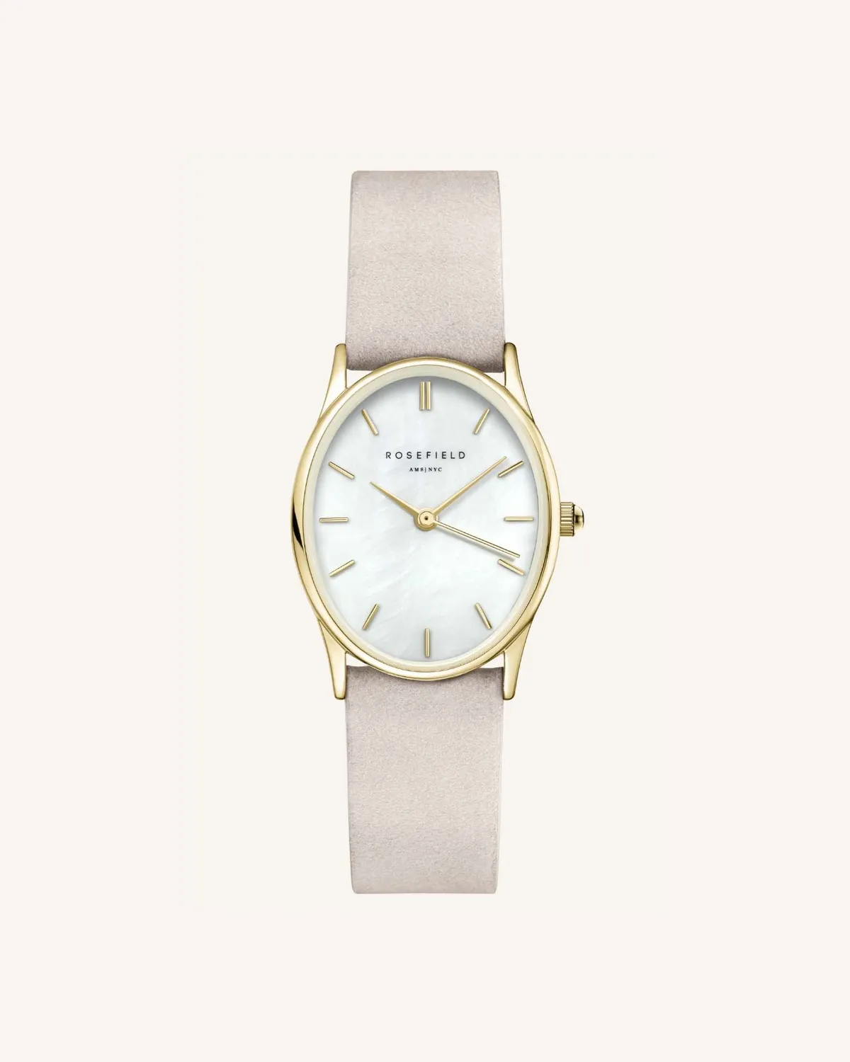 Rosefield Light Grey Nubuck Gold Strap klokkerem 22 mm grå