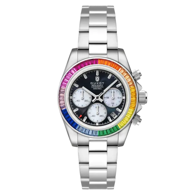 Duxot Accelero Rainbow Chronograph kronograf Pearl Black 40 mm safirglass