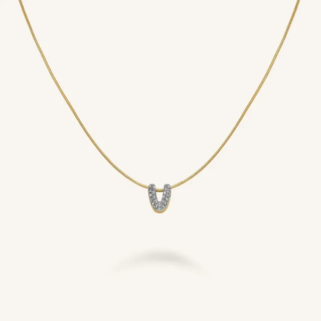 Rosefield Crystal Letter V Necklace halskjede gull V