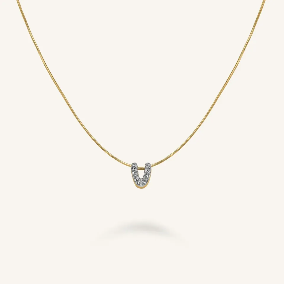 Rosefield Crystal Letter V Necklace halskjede gull V