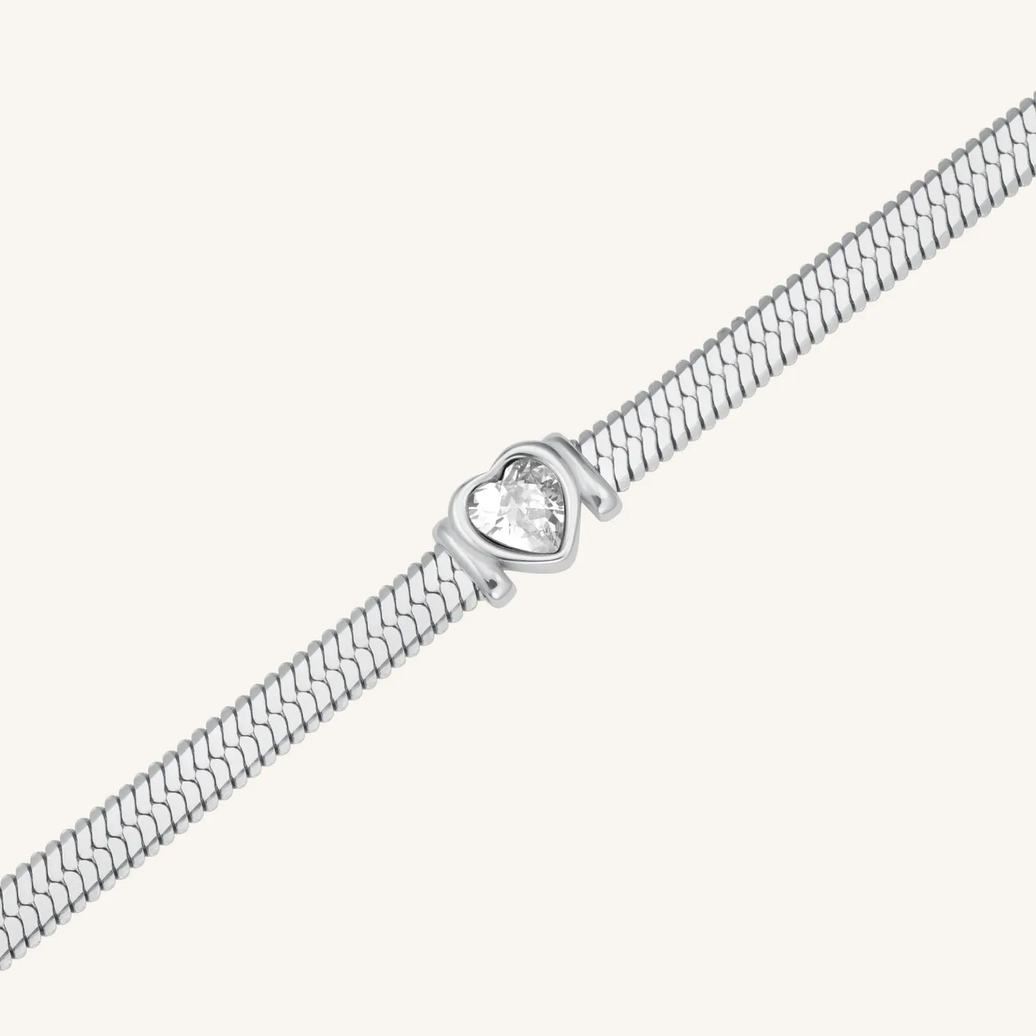 Rosefield Snake Heart Choker-halskjede sølv 38–42 cm i stål