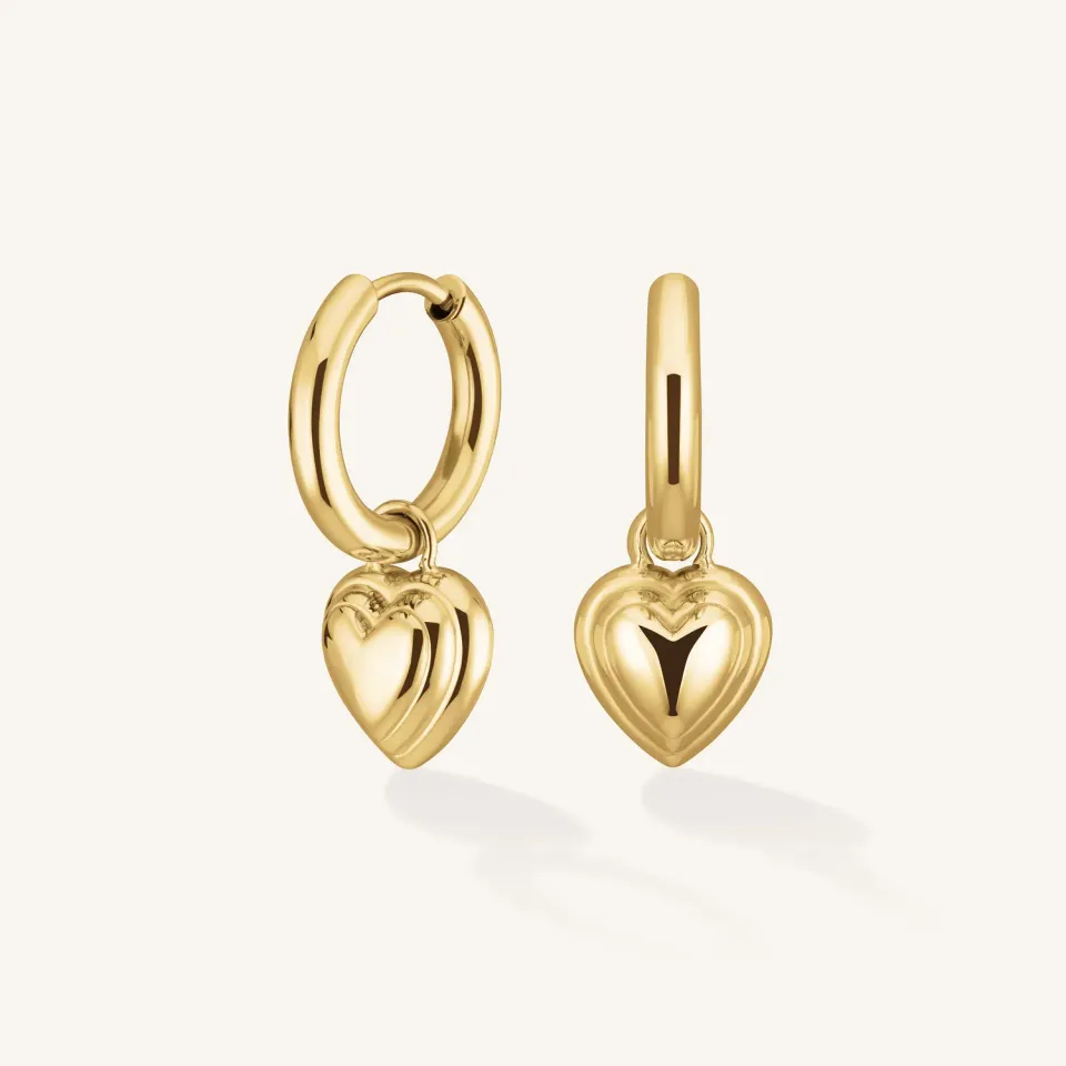 Rosefield Essentials Heart Pendant Earrings øredobber gull og sølv