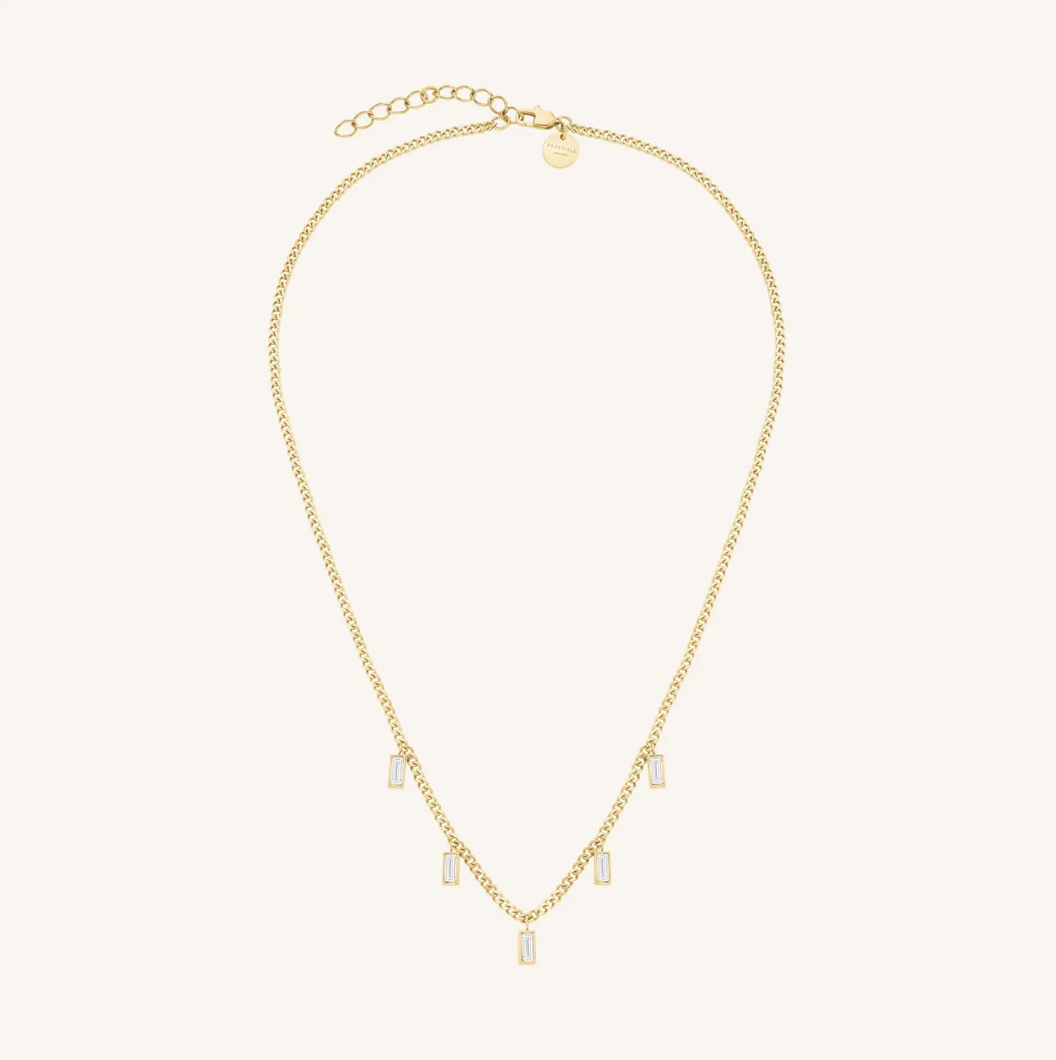 Rosefield Baguette Necklace halskjede gull justerbart