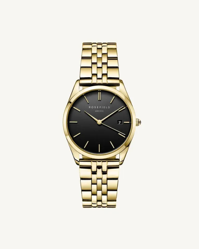 Rosefield Ace Black Gold klokke 33 mm svart urskive