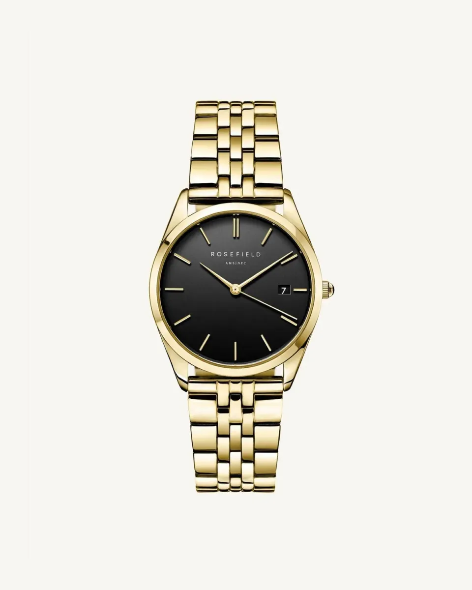 Rosefield Ace Black Gold klokke 33 mm svart urskive