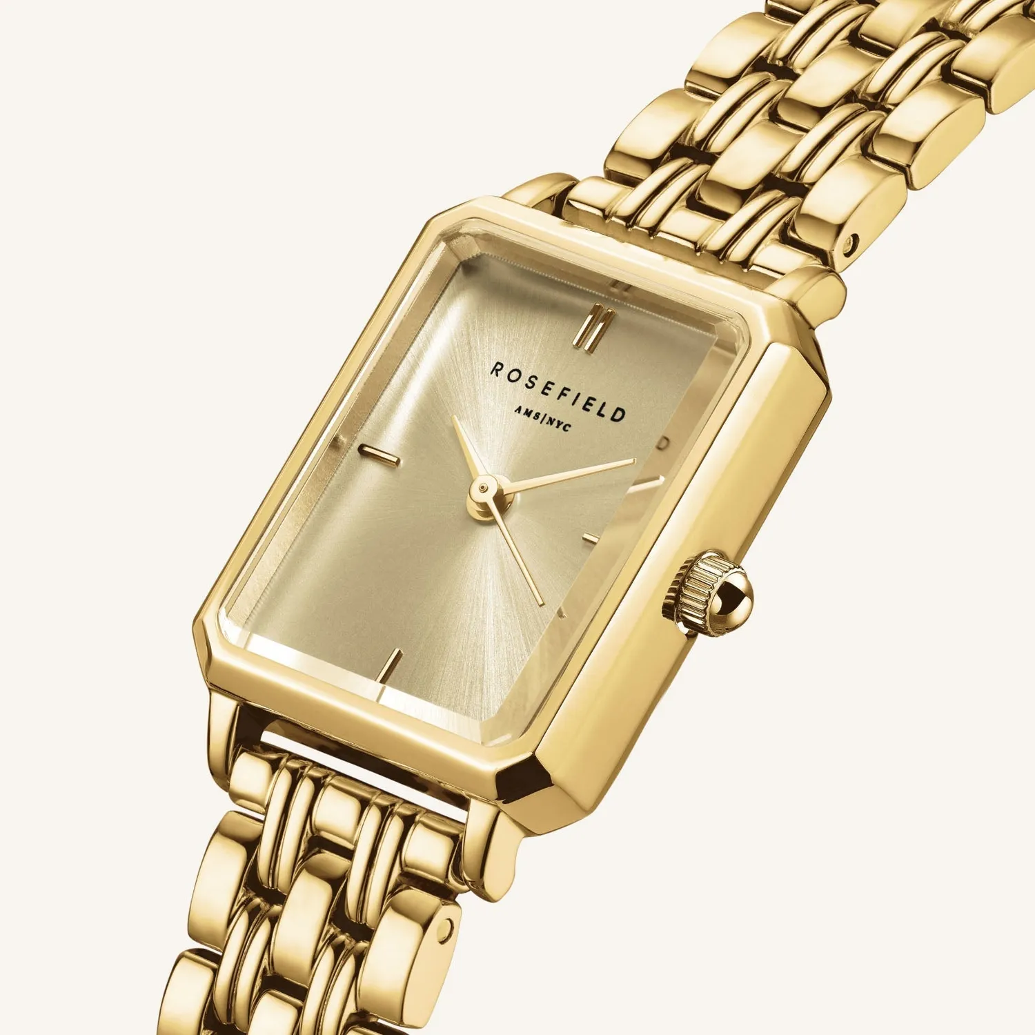 Rosefield Octagon XS Champagne klokke gull 24 mm