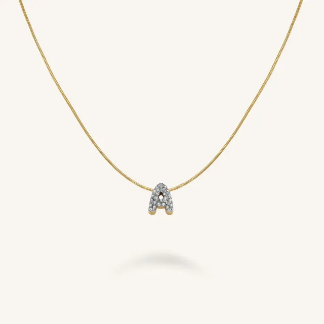 Rosefield Crystals Crystal Letter A halskjede gullfarget