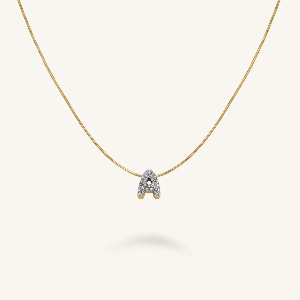 Rosefield Crystals Crystal Letter A halskjede gullfarget
