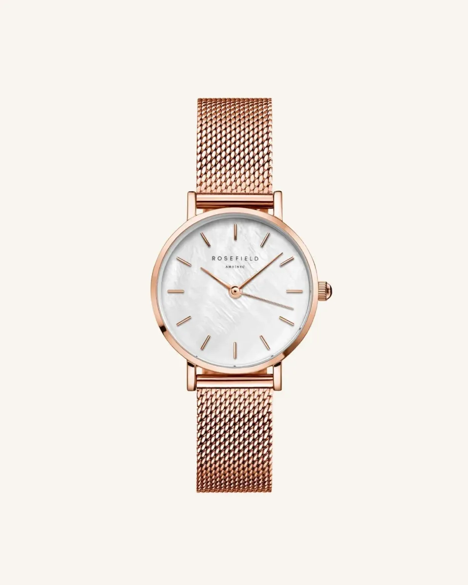 Rosefield Small Edit klokke 26 mm roségull – hvit urskive