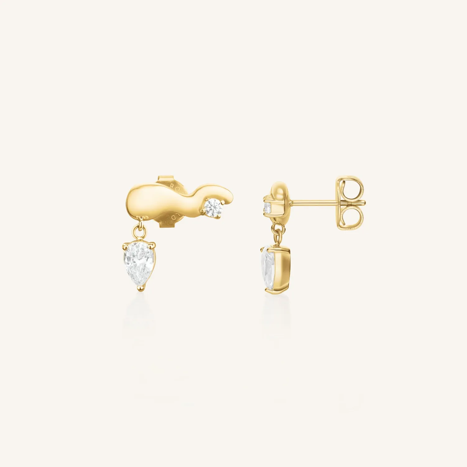 Rosefield Crystal Wave Studs ørestikker gull og sølv