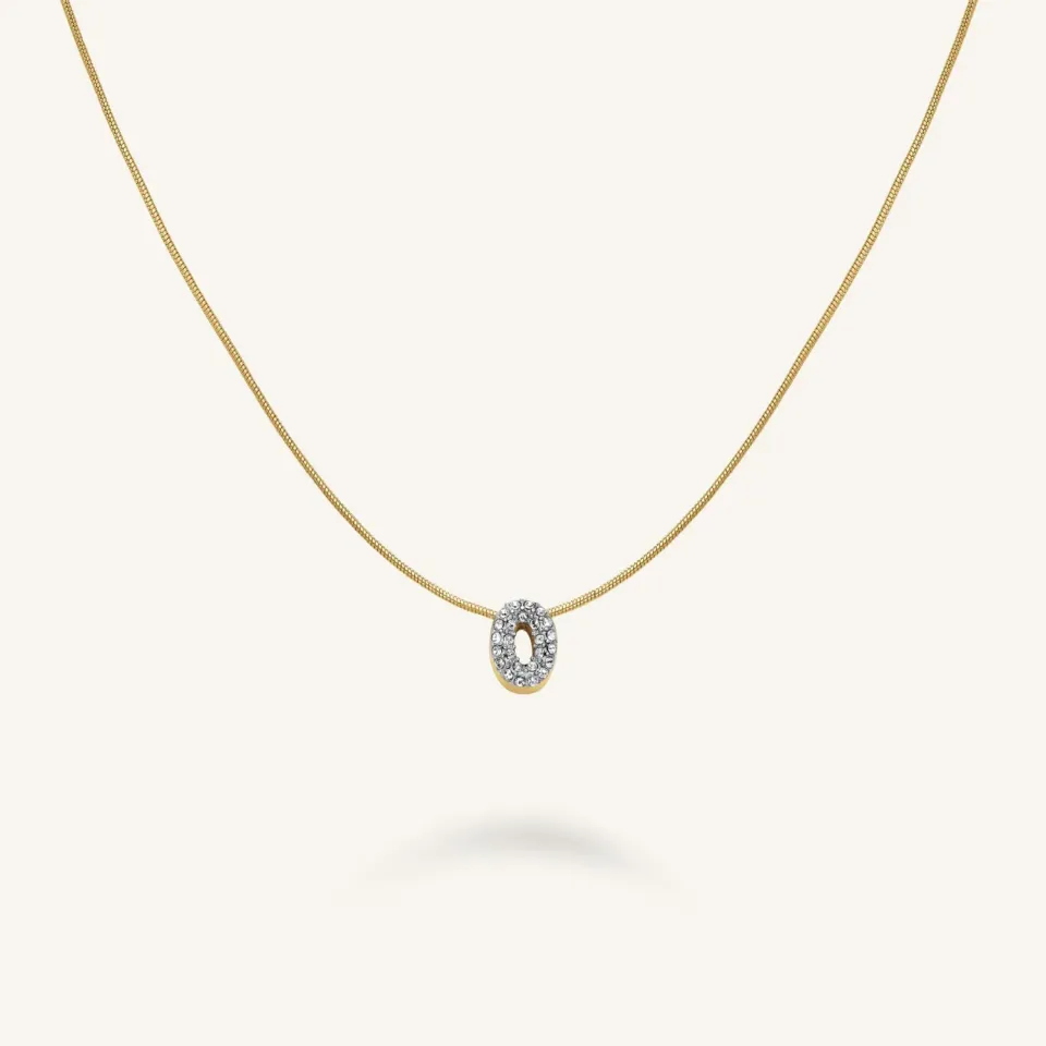 Rosefield Crystal Letter O Necklace halskjede gull bokstav O