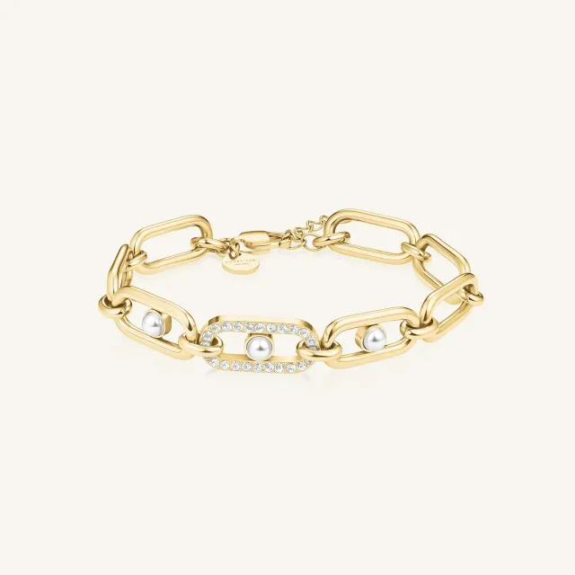 Rosefield Pearl Crystals Bracelet armbånd gull 18–21 cm