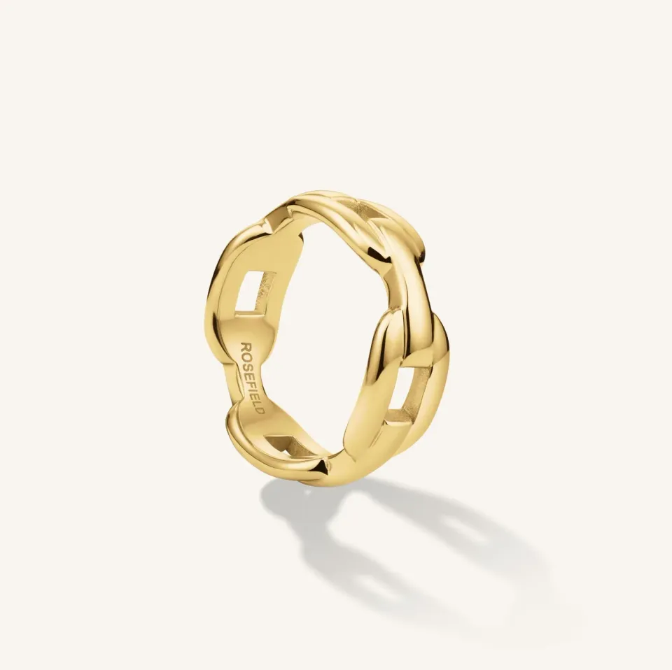 Rosefield Essentials Linked Ring gullring gullbelagt stål