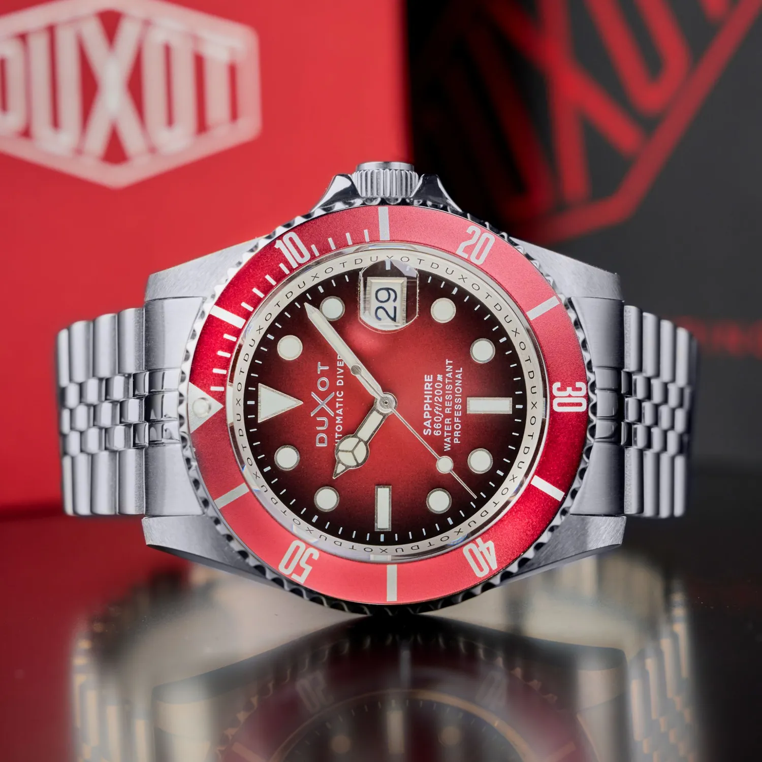 Duxot Atlantica Diver Automatic Merlot Red dykkerklokke 20 ATM