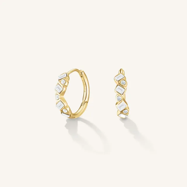 Rosefield Baguette Hoops øreringer 1,85 cm gullbelagt