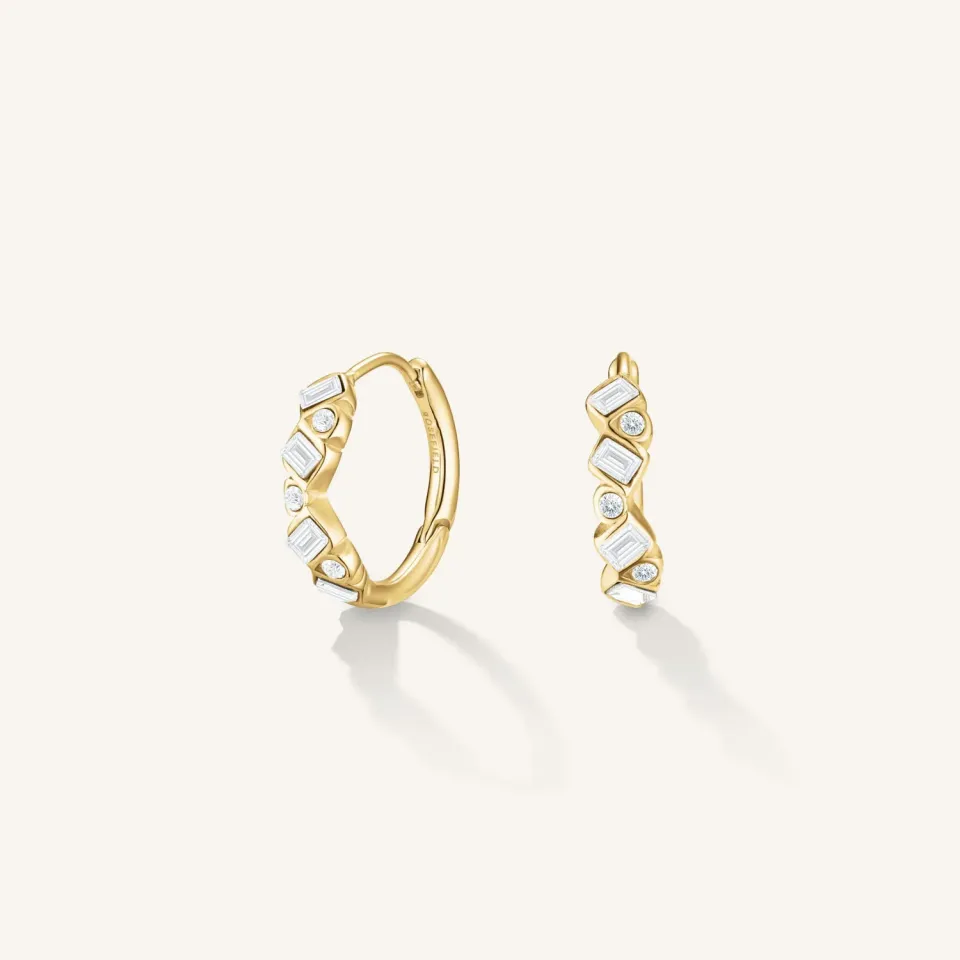 Rosefield Baguette Hoops øreringer 1,85 cm gullbelagt