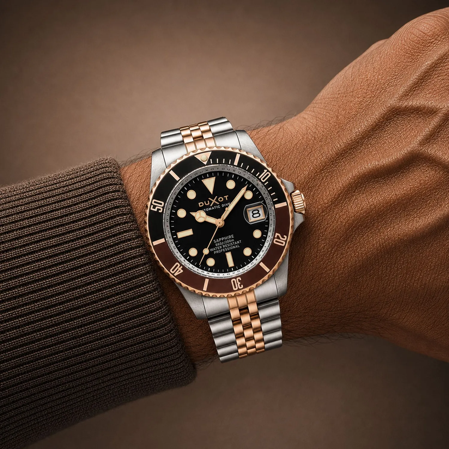 Duxot Atlantica Diver Automatic Two Tone Brown klokke 20 ATM