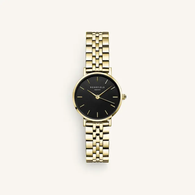 Rosefield Small Edit Black Gold klokke 26 mm gull