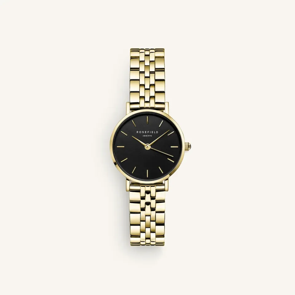 Rosefield Small Edit Black Gold klokke 26 mm gull
