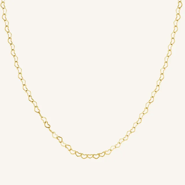 Rosefield Heart Chain Necklace halskjede gullbelagt stål 50–54 cm