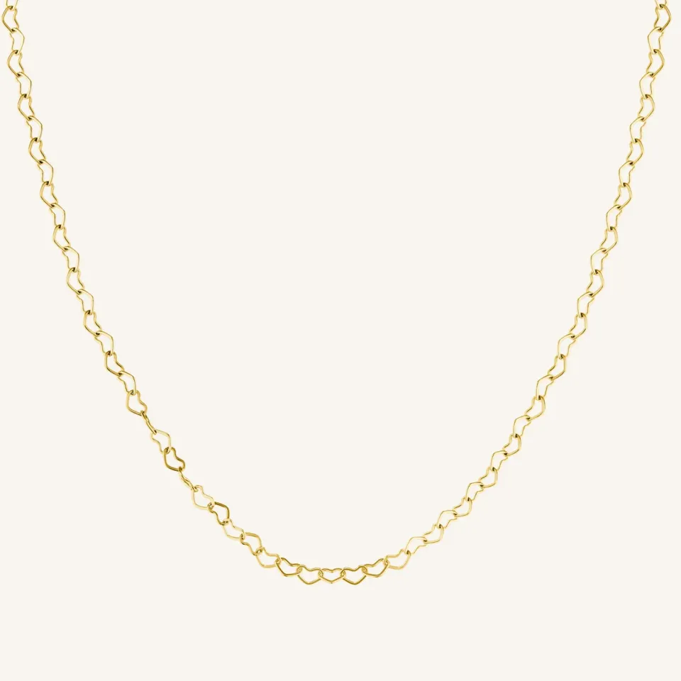 Rosefield Heart Chain Necklace halskjede gullbelagt stål 50–54 cm