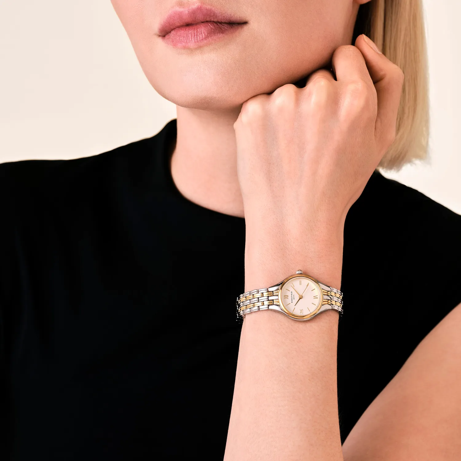 Rosefield Muse Silver Gold klokke tofarget uten gravering