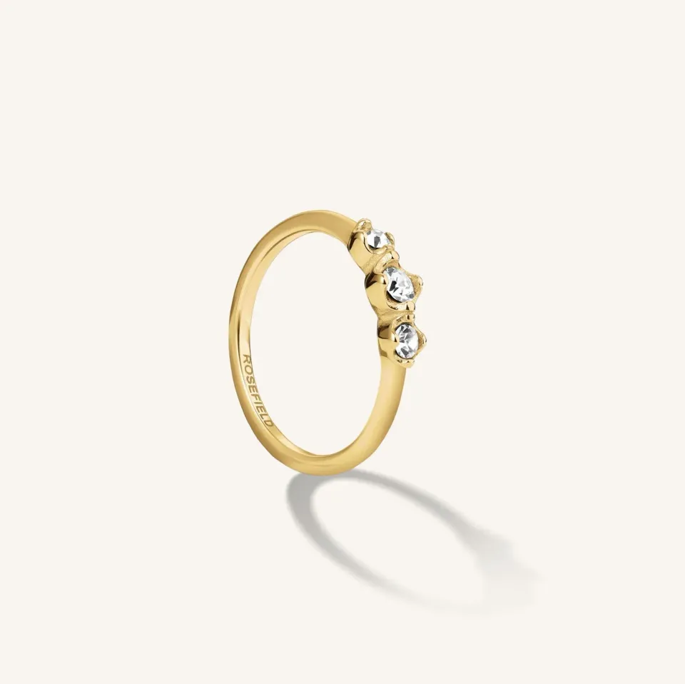 Rosefield Trio Chaton Ring gullbelagt ring