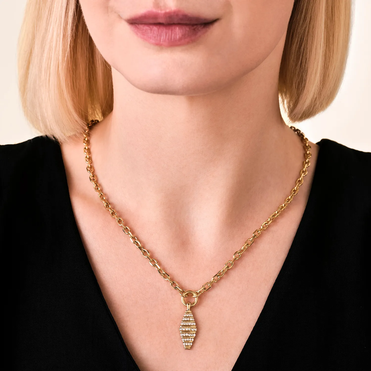 Rosefield Striped Pendant halskjede gull 48–52 cm