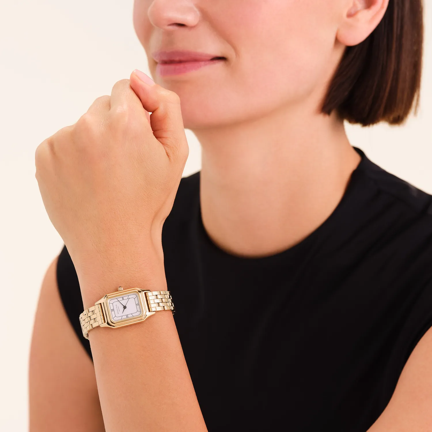 Rosefield Ivy White Gold klokke 21 × 26 mm gull