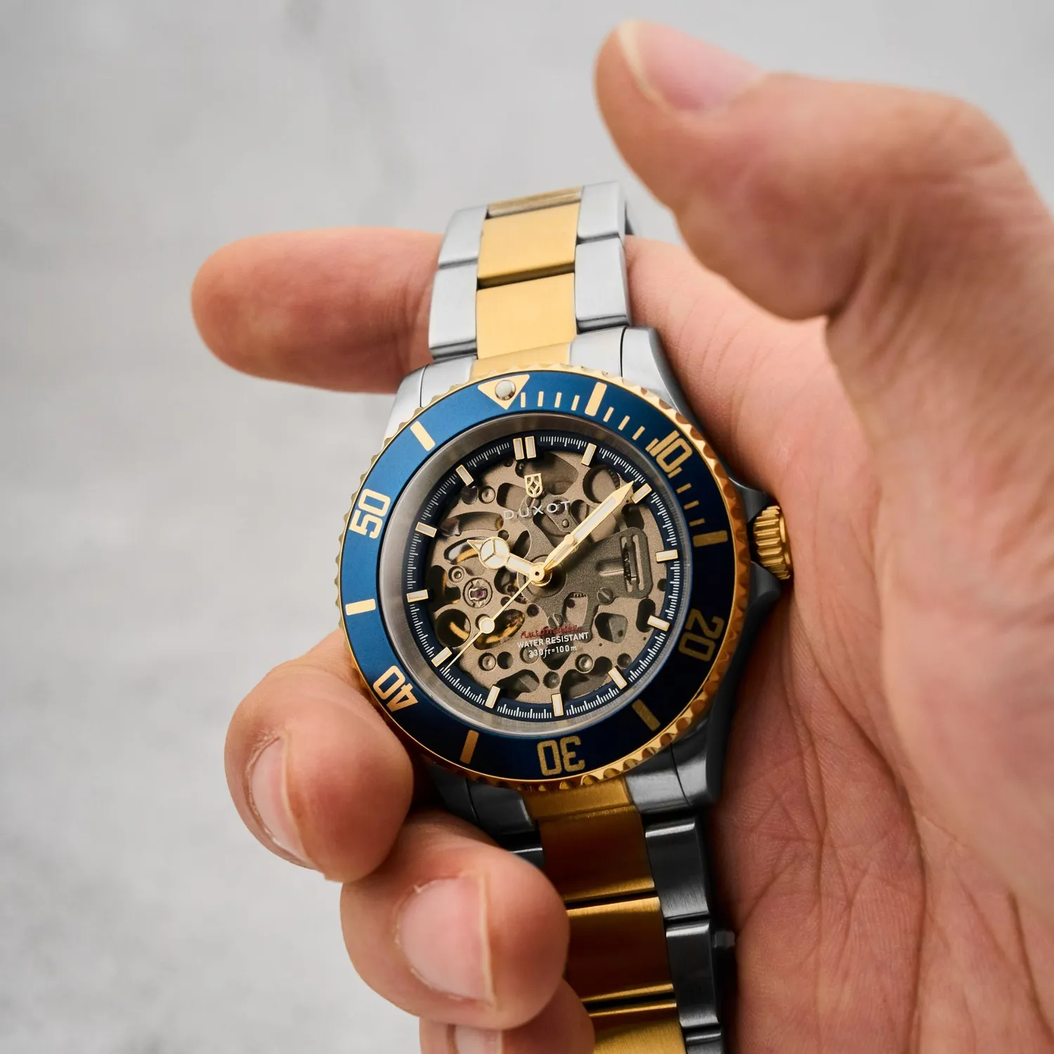 Duxot Atlantica Skeleton Diver Automatic Marine Gold klokke
