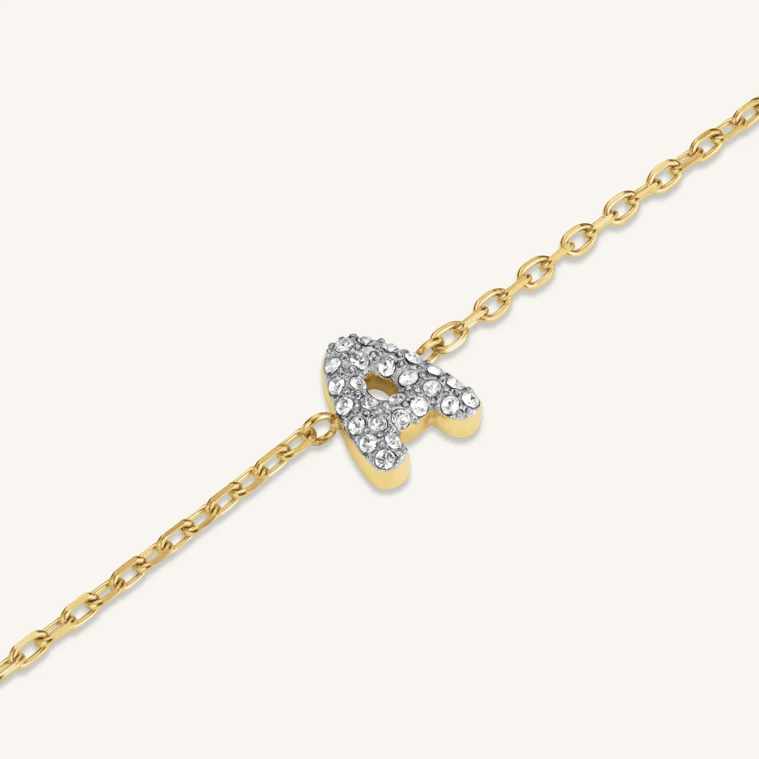 Rosefield Crystal Letter A Bracelet armbånd A gull 16,5–19,5 cm