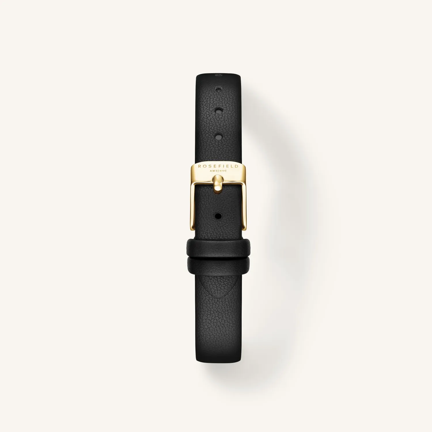 Rosefield Ovale Black Gold klokke svart gull lær