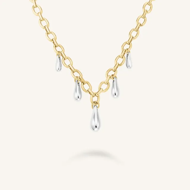 Rosefield Essentials Multi Drop Necklace halskjede sølv og gull