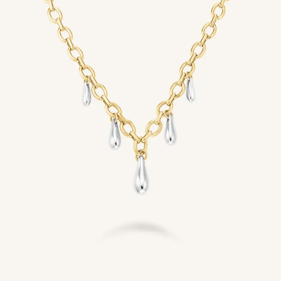 Rosefield Essentials Multi Drop Necklace halskjede sølv og gull