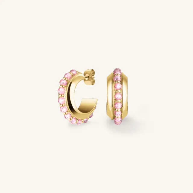 Rosefield Beads Hoop Pink øredobber gull rosa perle