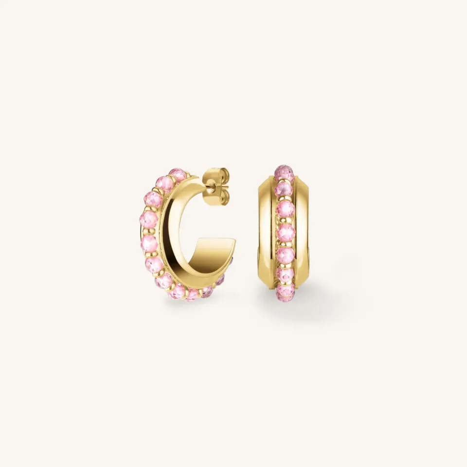 Rosefield Beads Hoop Pink øredobber gull rosa perle