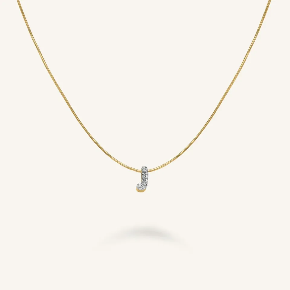Rosefield Crystal Letter J halskjede gull 42–46 cm